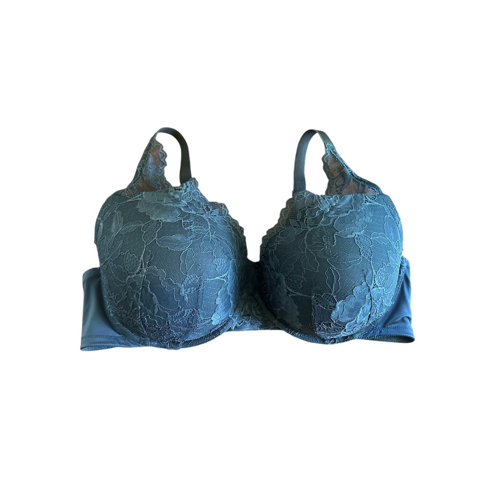 Torrid Curve Blue Floral Lace Full Coverage Padded Underwire Bra Plus 42DDD